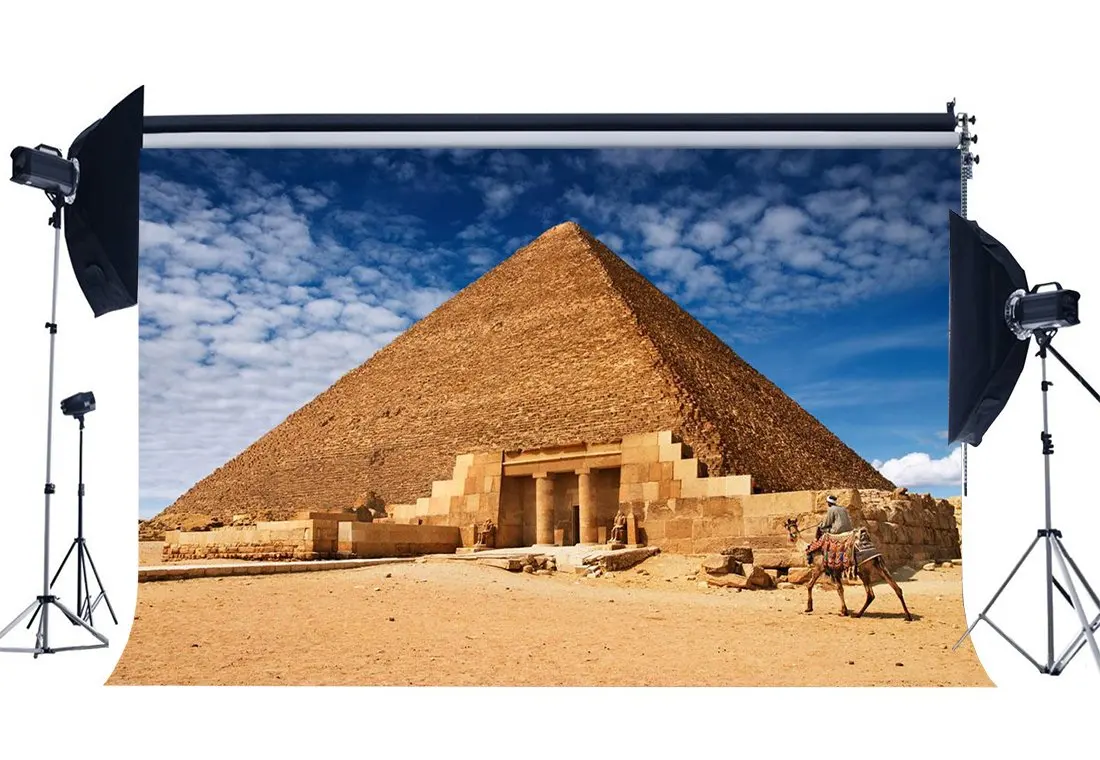 

Pyramid Backdrop Ancient Egyptian Backdrops Desert Camel Pilgrimage Worship Blue Sky White Cloud Nature Background