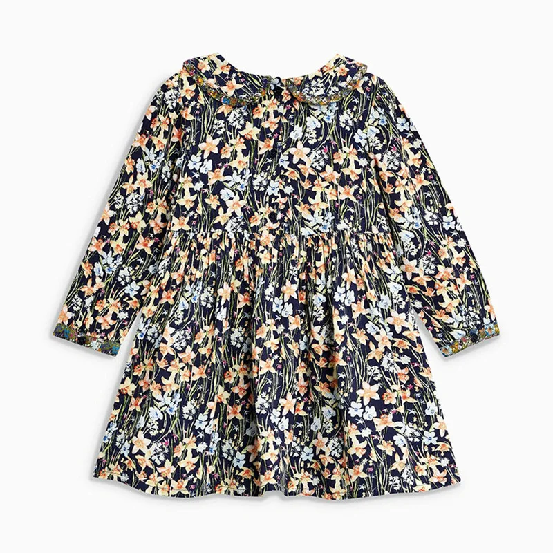 

Little maven 2-7Years 2018 Autumn Toddler Baby Kids Girls Dress Children's Kids Girl's Long Sleeve Floral Pattern Elegant Dress