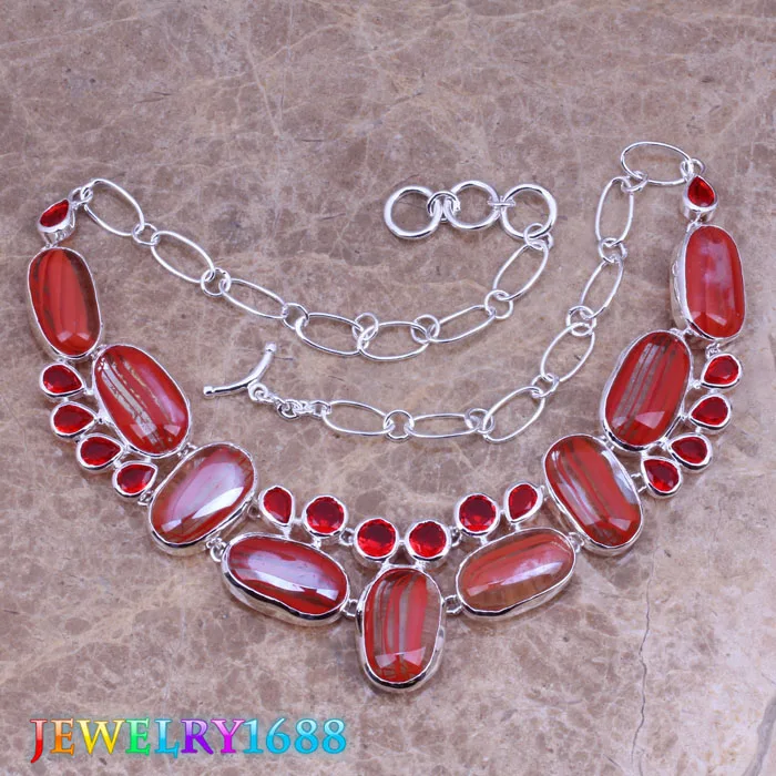 

Marvelous Red Dichroic Glass Silver Plated Grade Necklace L564