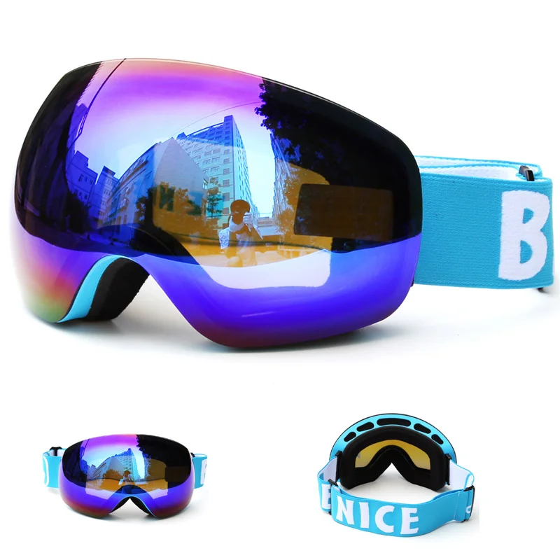 Профессиональный Большой кадр лыжные очки с двойными линзами UV400 Анти-туман сноуборд для взрослых Лыжный Спорт очки снег очки для Для женщин Для мужчин