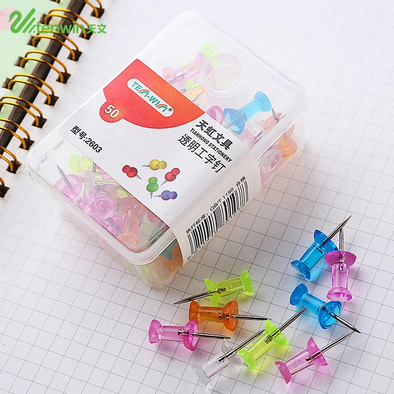 

50 pcs/lot DIY Transparent Color Thumb Tacks Push Pins Stationery Buttons Kawaii Cork Board Pins Map Pin Office Binding Supplies