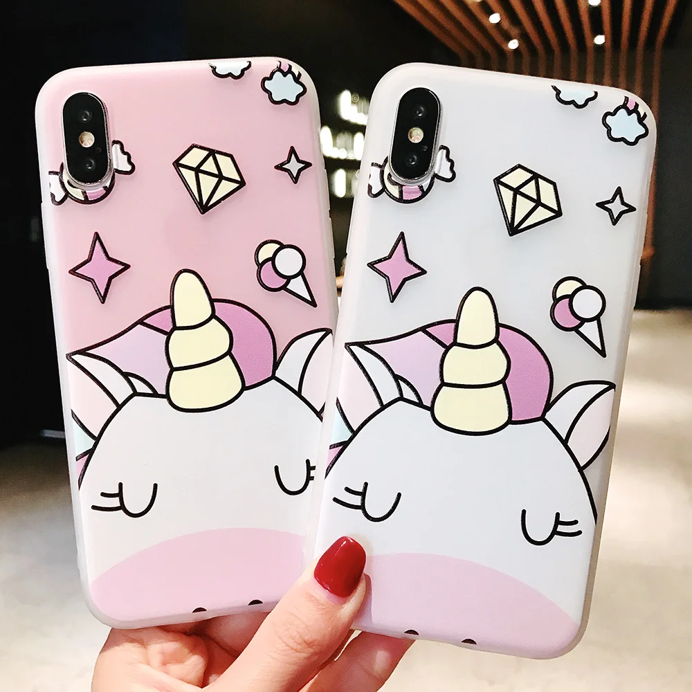 KIPX1104_4_JONSNOW Phone Case For iPhone XS Max XR XS 6 6S 7 8 Plus Funny Cute Emboss Unicorn Pattern Soft Silicone Cover Cases Capa Fundas