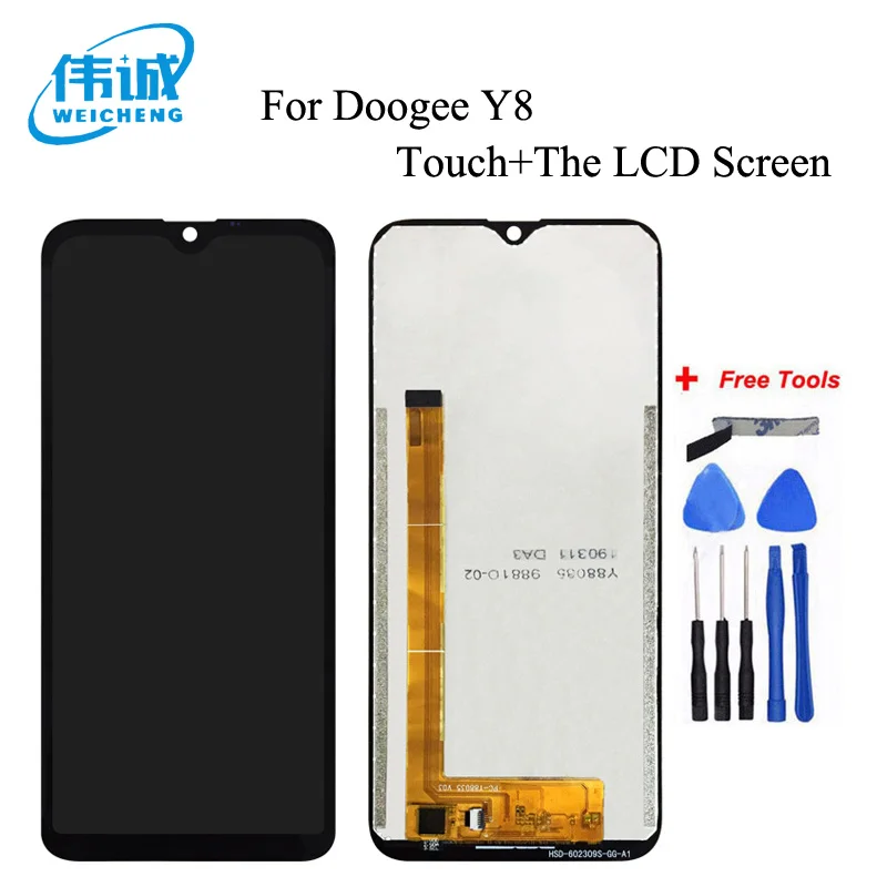 

WEICHENG Top Quality 6.1 inch for Doogee Y8 LCD Display and Touch Screen Assembly Repair Part Mobile Accessories +Free Tools