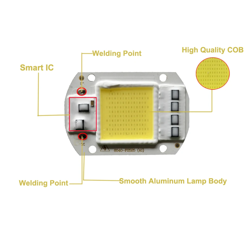 5 шт. COB светодиодный чип 220 В 20 Вт 30 Вт 50 Вт лампа рассеянного света Вход умный IC для DIY прожекторный светильник свет