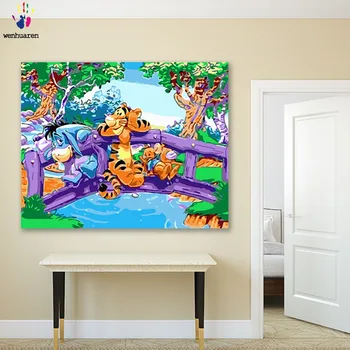 

DIY colorings pictures by numbers with colors Winnie the Pooh Animation picture drawing painting by numbers framed Home
