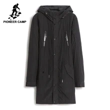 Пионерский лагерь новое поступление черный длинная куртка мужская брендовая одежда Мода черный нейлон пальто мужской качество верхняя одежда ajk705297