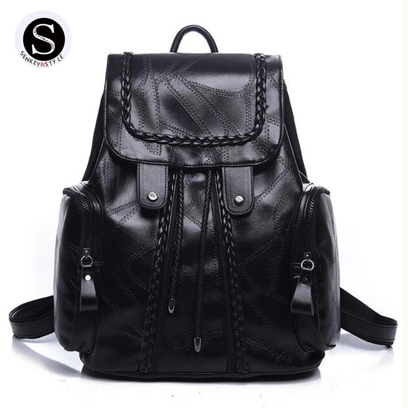 Senkey Style Women Backpack Luxury Brand 2017 School Bags For Teenagers Girls Bag Leather Backpack Student