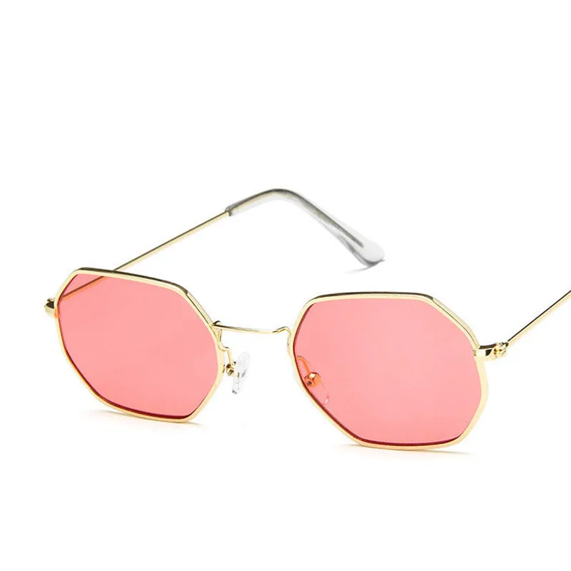 

Fashion Sunglasses Women Brand Designer Small Frame Polygon Clear Lens Sunglasses Men Vintage Sun Glasses Hexagon Metal Frame