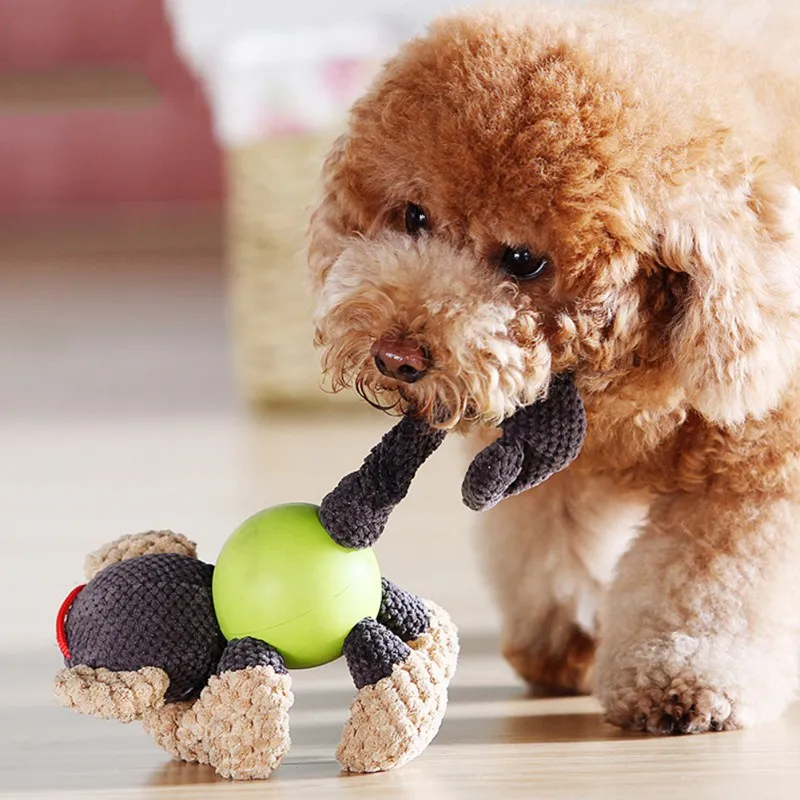 

2018 Corduroy Fabric Dog Toys Pet Puppy Chew Plush Cartoon Animals Squirrel Cotton Rope Bird Shape Bite Toys