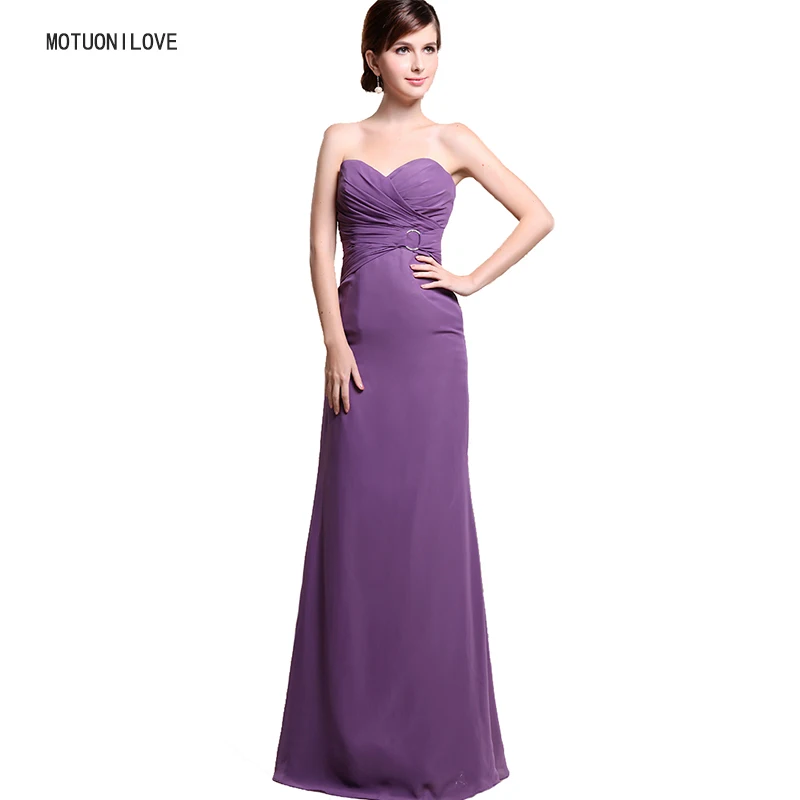 

Woman Evening Party Ceremony Dresses 2019 Long Dress Floor Length Strapless Chiffon Purple Prom Gown Cheap Dress Robe De Soiree