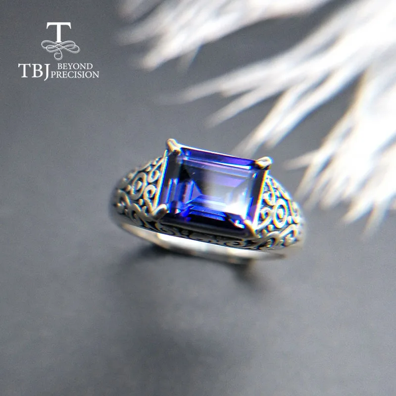 TBJ, new blue topaz gemstone Ring 925 sterling silver fine jewelry gift classic design for women mom