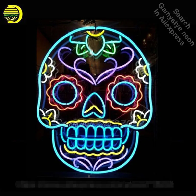 Neon Signs Gift Skull Design Beer Bar Pub Party Store Homeroom Wall