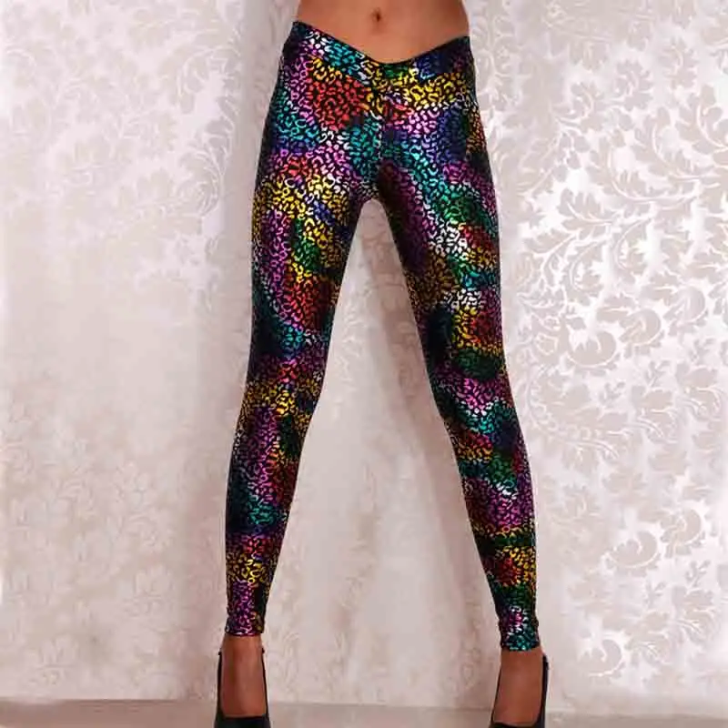 New Arrival 2019 Fashion Colorful Neon Printed Leggings High Waist Women Sexy Slim Trousers Female Legging Fitness Pants