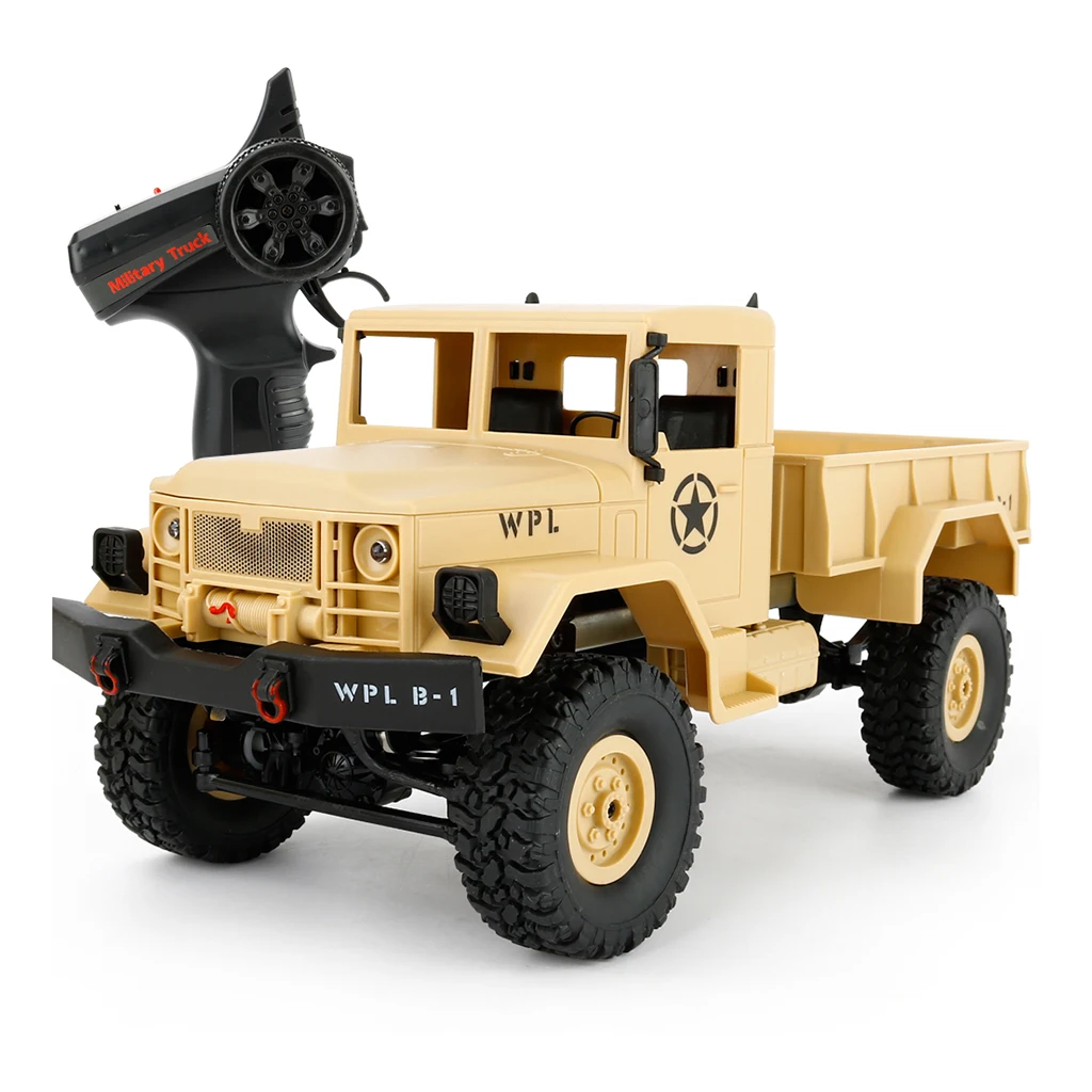 1/16 WPL B-1 2.4G 4WD Off-Road RC Army Truck Rock Crawler Car Electric Vehicel Model Toy Xmas Gifts Yellow