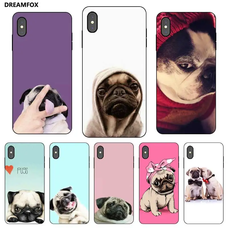 P173 Pug Black Silicone Case Cover For Apple iPhone 11 Pro XR XS Max X 8 7 6 6S Plus 5 5S SE |