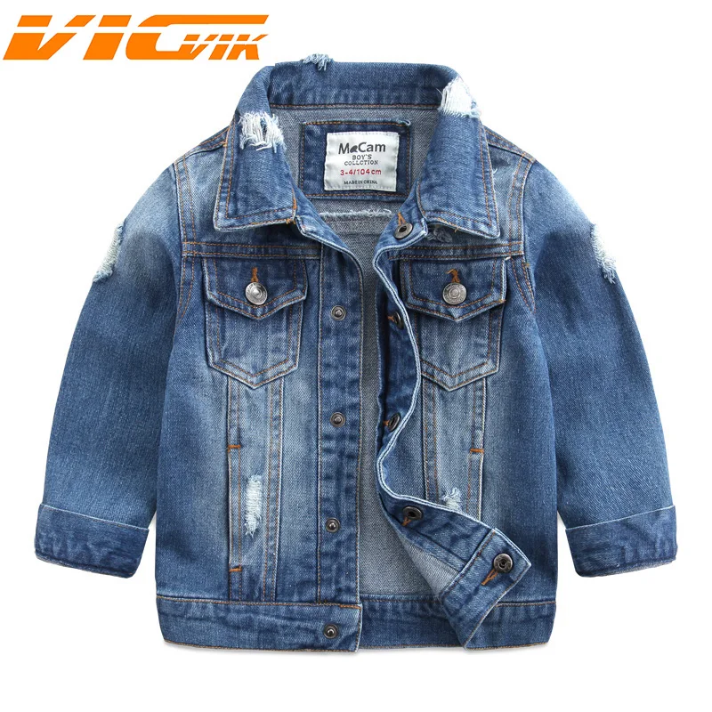 Fashion Children Outerwear & Coats Boys Clothing Hole Denim Jacket Kids