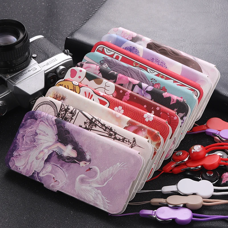 

For Oneplus 6 6T Case Cute Painted Flip Wallet Stand Leather Case Oneplus 7 7Pro Pattern cover Soft Silicone case strap bags