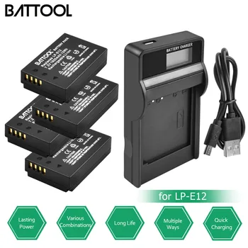 

4Packs Battool LP-E12 LPE12 LP E12 Battery 7.2V 1800mAh +1 USB Charger with LED for Canon EOS M10 M100 M2 100D Kiss X7 Rebel SL1