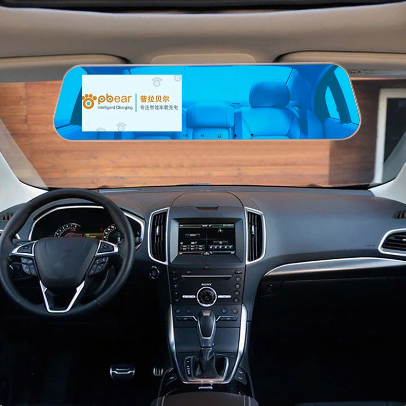 

Pbear 1080P Auto Camera 4.3 "Rearview Mirror Digital Video Recorder with LDWS ADAS System Gravity Sensor Dual Lens