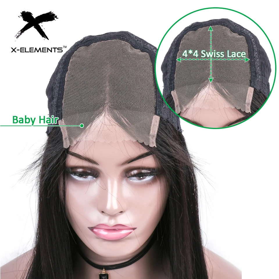 Brazilian Straight Lace Wig Remy Hair 150% Density Lace Front Human Hair Wigs With Baby Hair 4x4 Lace Closure Wig X-Element Hair (14)