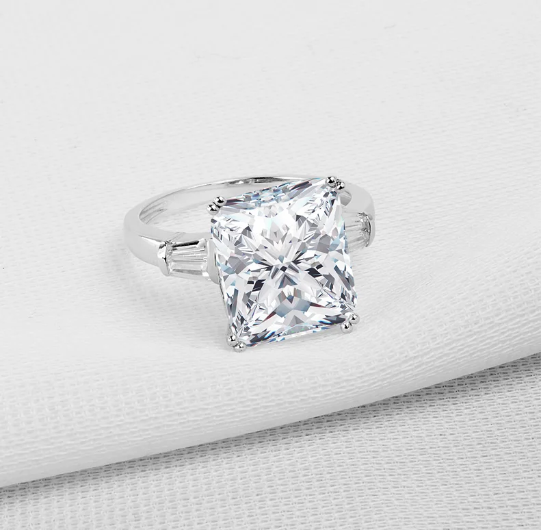 

Luxury Jewelry Super Discount Pure 100% 925 Sterling Silver 5A Princess Cut CZ Party Promise Ring Wedding Band Rings for Women