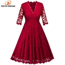 Весенне-осеннее повседневное тонкое модное платье с v-образным вырезом, сексуальные платья красного цвета, женские винтажные платья A-line