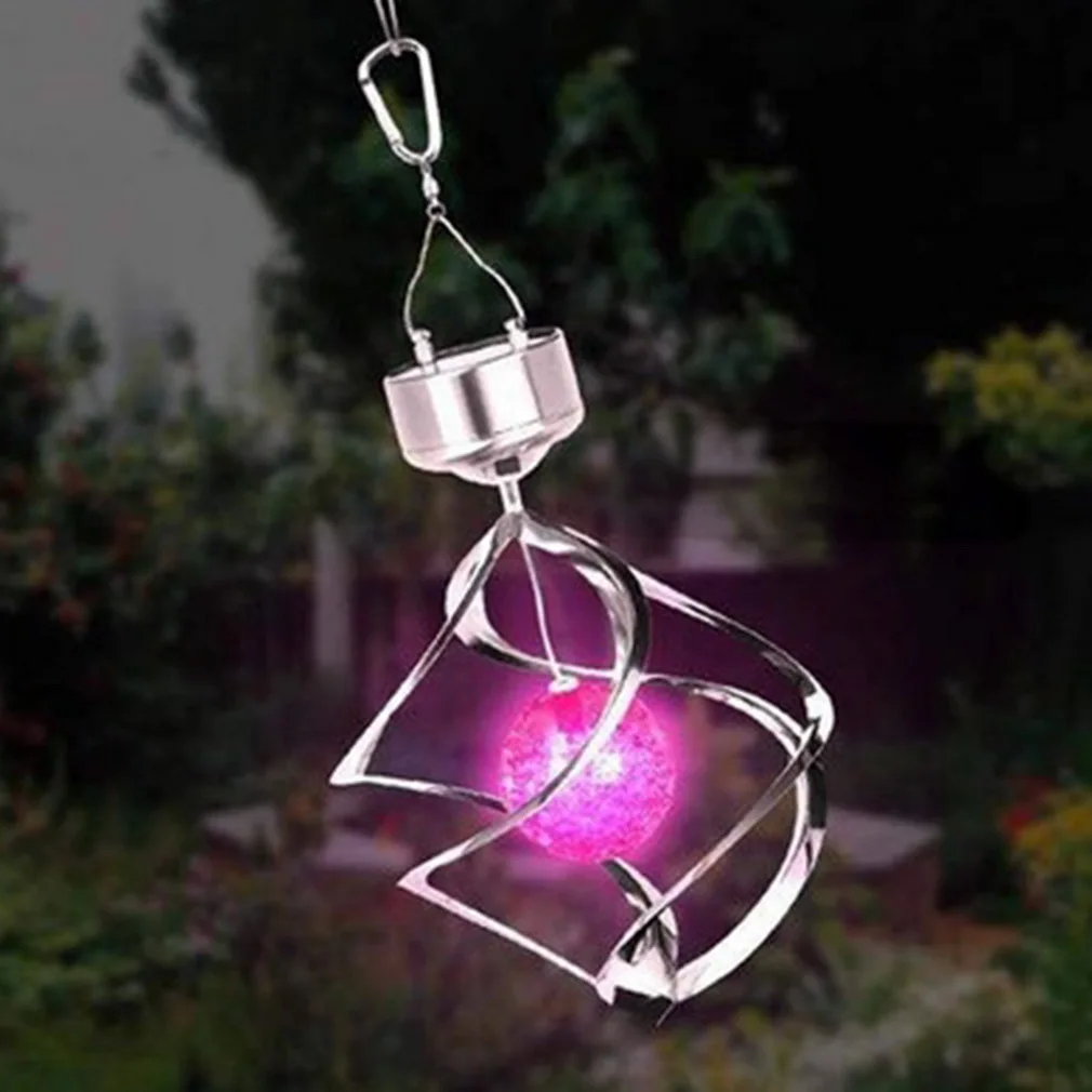 

Color Changing Solar Powered LED Light Wind Chimes Wind Spinner Outdoor Hanging Spiral Garden Light Courtyard Decoration