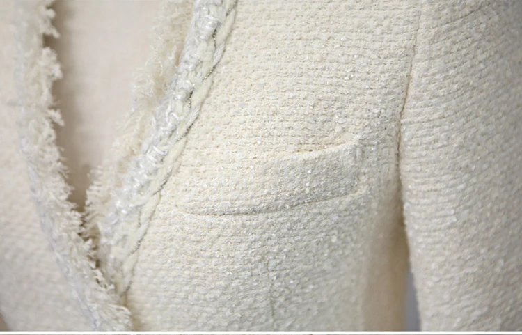 Высококачественное зимнее шерстяное пальто с жемчужинами и кисточками, модель года, женское винтажное теплое твидовое пальто Casaco Femme, элегантное пальто