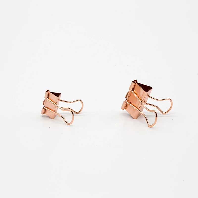 TUTU 10pcs/lot Solid Color Rose Gold Metal Binder Clips Notes Letter Paper Clip Office Supplies H0059