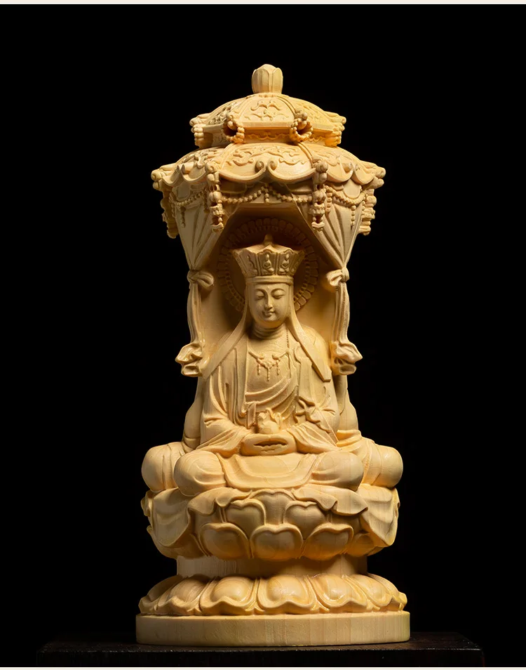 Три стороны Amitabha, Guanyin, Bodhisattva Buxus резьба по дереву Западная thress Gods деревянная домашняя статуя Будды твердые деревянные украшения