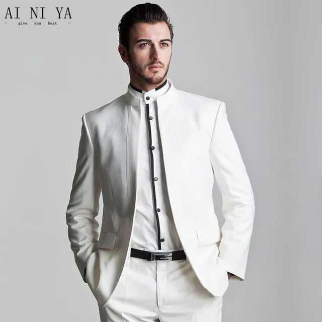 White chinese collar suit Clearance
