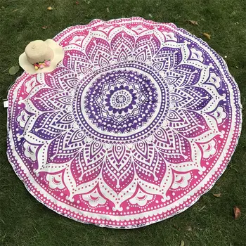 

Lotus Flower Beach Throw Mat Beach Mat Cover Up Round Beach Pool Home Blanket Table Cloth Yoga Mat India Mandala Tapestry