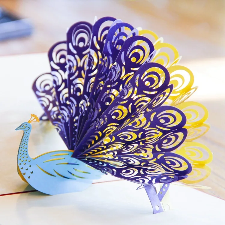 FANLUS Peacock Pop up Birthday Card for Wife Husband Kids Day Card and Envelopes Handmade 3D Anniversary Wedding Card Graduation (12)