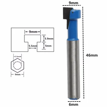 

New 1Pc 1/4" Shank T-Slot Cutter End Mill Router Bit For 9MM Hex Bolt Woodworking Tools for Trim Router Blue