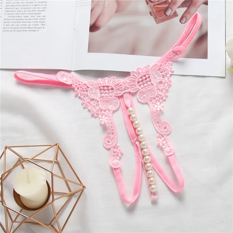 Women Sexy Lingerie hot erotic open crotch Panties Porn transparent underwear crotchless sex wear G-string thong with pearl (21)