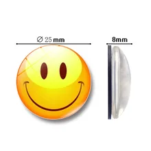 1pc Glass Round Cute Smile Emoji Face Expressions Refrigerator Sticker Fridge Magnet Message Holder Christmas Accessories 27 sheets 1300 style cut emoji sticker smile for notebook message high vinyl funny creative free shipping