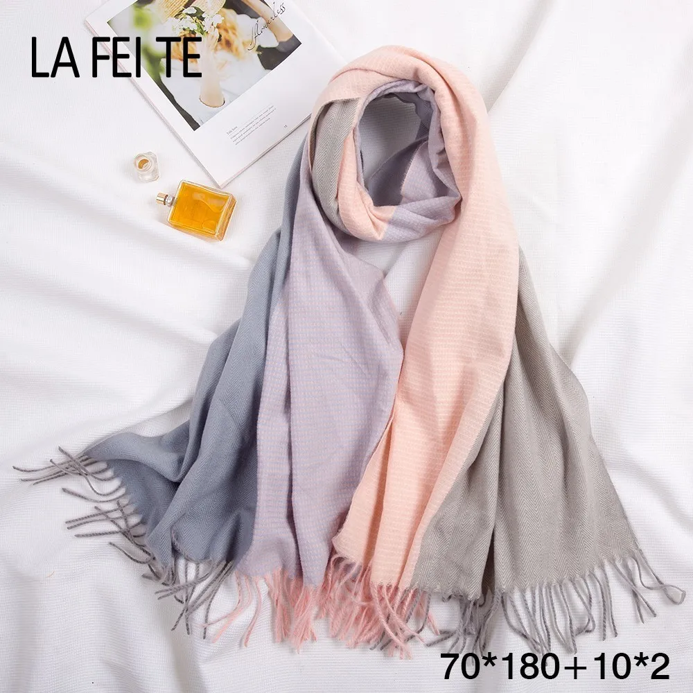 Winter Cashmere Scarf Women's Scarves Wool Handkerchief Pashmina Shawls Bandana Trumpet Stoles Blan