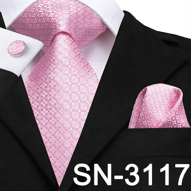 SN-3117 Hi-Tie Шелковый мужской галстук розовый цветочный галстук для мужчин Роскошный шелковый галстук платок модный дизайнерский бизнес Свадебный мужской галстук s - Цвет: SN-3117