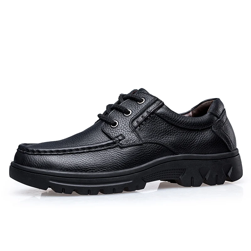 Большие размеры, мужские ботинки из натуральной кожи, осенние ботильоны на шнуровке высокого качества, нескользящая износостойкая Мужская Уличная обувь