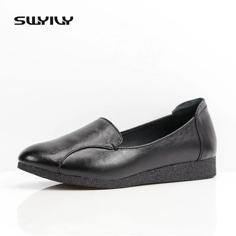 

Genuine Leather Vintage Rub Color Women's Shoes Anti-slip 2017 Simple Design Comfortable Leisure Shoes Wedge Low Heel