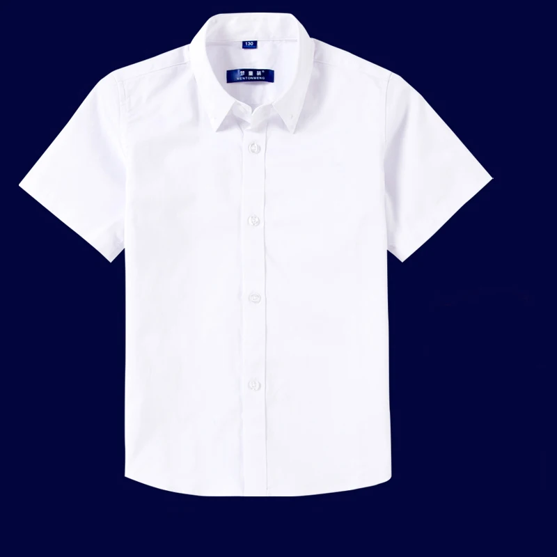 Г. Летние детские рубашки для мальчиков белая рубашка с короткими рукавами Оксфордские блузки одежда для маленьких мальчиков с отложным воротником хлопковая блузка - Цвет: white