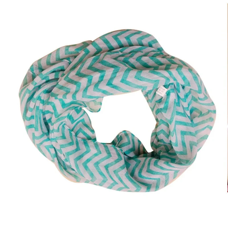 

1 pc Female Infinity Chevron Zig Zag Color Block Double Loop Sheer Scarf Wrap Shawl For Woman Girl