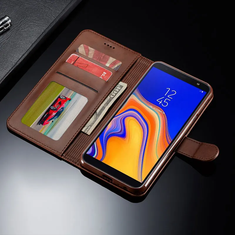 Чехол для Samsung Galaxy J4 J6 Plus роскошный высококачественный бумажник кожаный чехол с