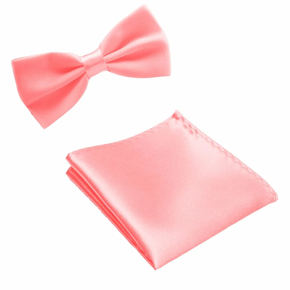 Neck Tie Set Bow Ties for Men Pocket square Wedding Polyester Butterfly Handkerchief Bowtie