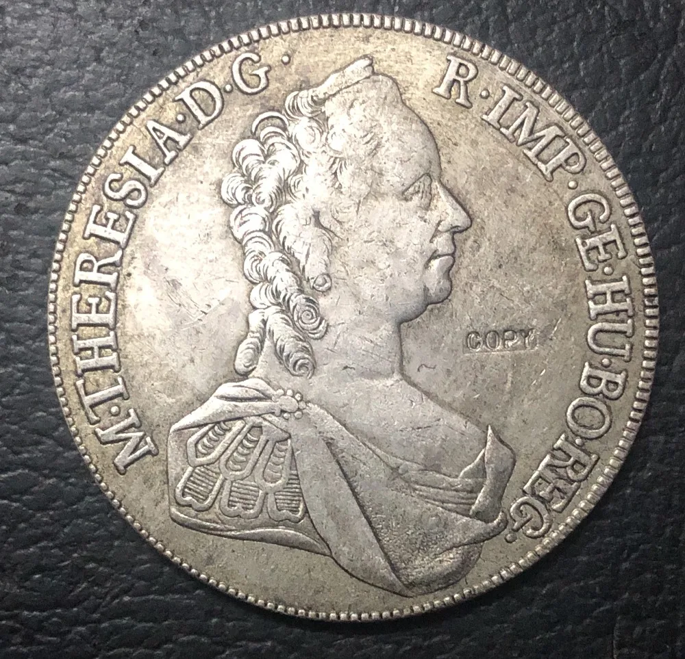1758 Австрия-Habsburg 1 Thaler-Мария Терезия Вена-добыча Taler посеребренные имитация монеты
