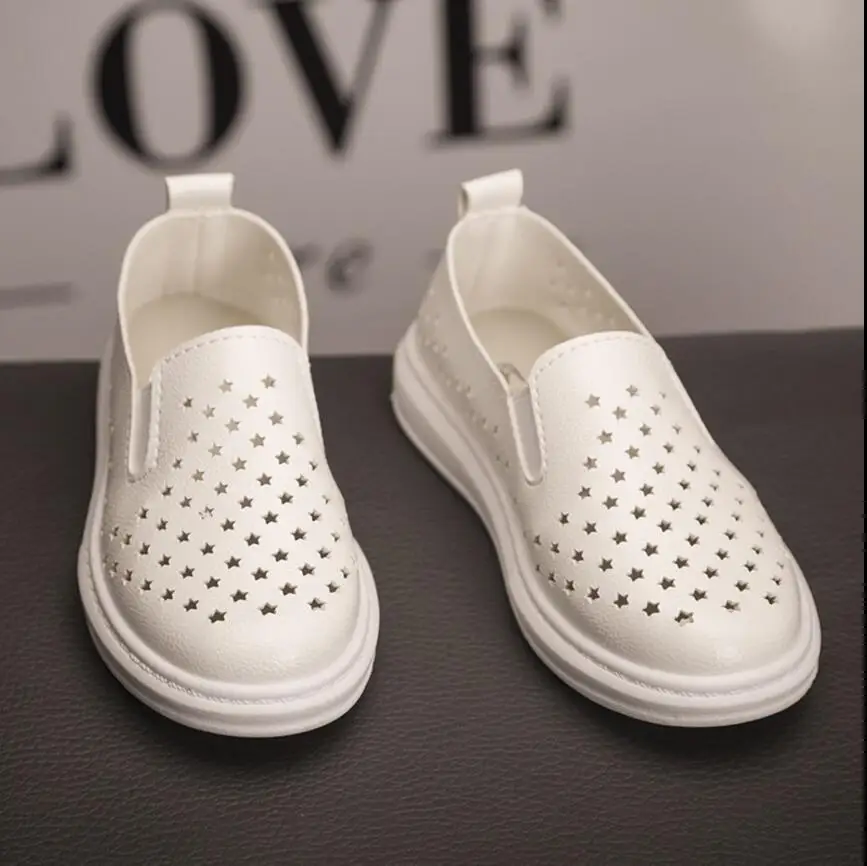 Детская обувь для малышей, Повседневная модная дышащая мягкая подошва из искусственной кожи для мальчиков и девочек - Цвет: Белый