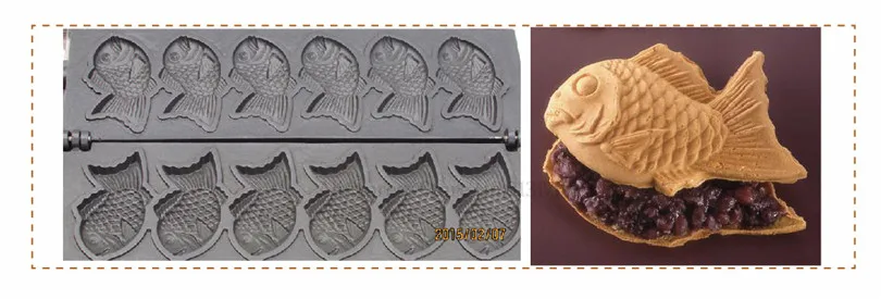 12 рыба вафельница Taiyaki машина антипригарный Электрический японский стиль Taiyaki Baker коммерческое использование 220 В/110 В деревянный Hanldes