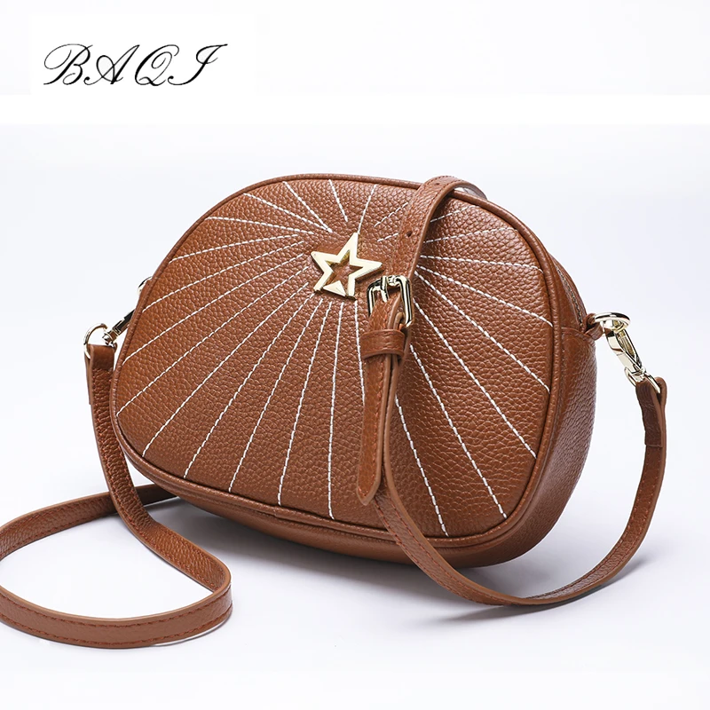 

BAQI Women Shoulder Bags Crossbody Bag 2019 Fashion Genuine Cow Leather Luxury Designer Women Handbags Messenger Bag Lady Girls