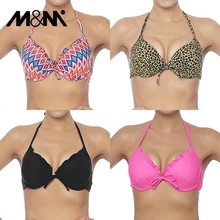M& M/, однотонный бикини с бретельками для девочек, топ с пуш-ап, купальный костюм, бюстгальтер, пляжный купальный костюм, сексуальный принт, бра для плавания, купальный костюм, маленький бикини, T612