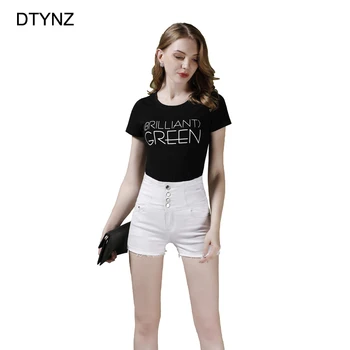 

DTYNZ Jeans Pants Women Casual Slim Pencil Girls Denim Shorts Pant High Waist Summer Autumn Plus Size Hot pants Tassel White